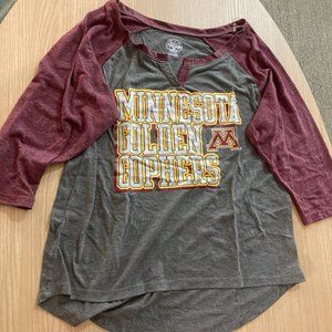 Minnesota Golden Gophers T Shirt Womens 3/5 Small Rivalry Threads Gray